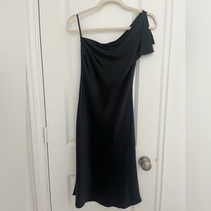 Black Silk One-Shoulder Silk Dress Size 2